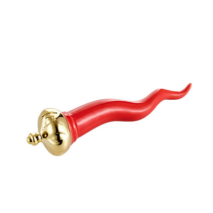 MONTEMAGGI Corno Rosso Corona Oro 16cm Decorazione Dipinta a Mano Porcellana
