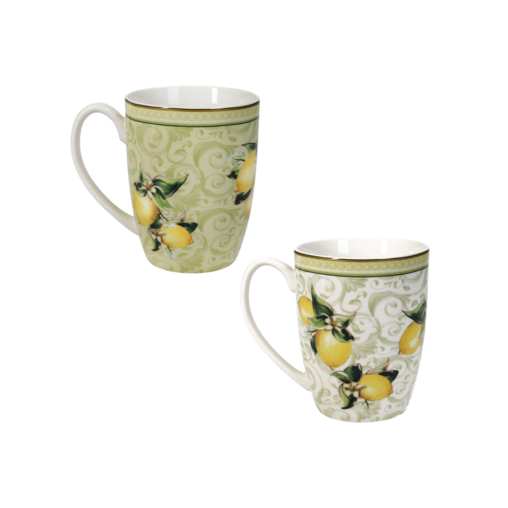 BRANDANI Coffee Mug MUG Set 2 Pieces Lemons 250ml Porcelain
