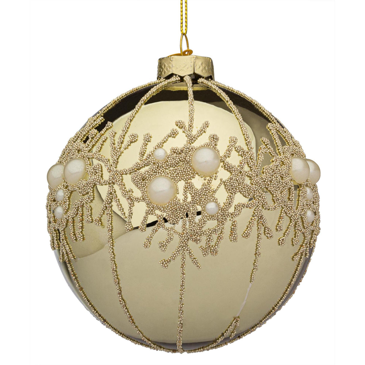 BIZZOTTO Sfera Pallina di Natale Gem Champagne Lucido 10cm Vetro