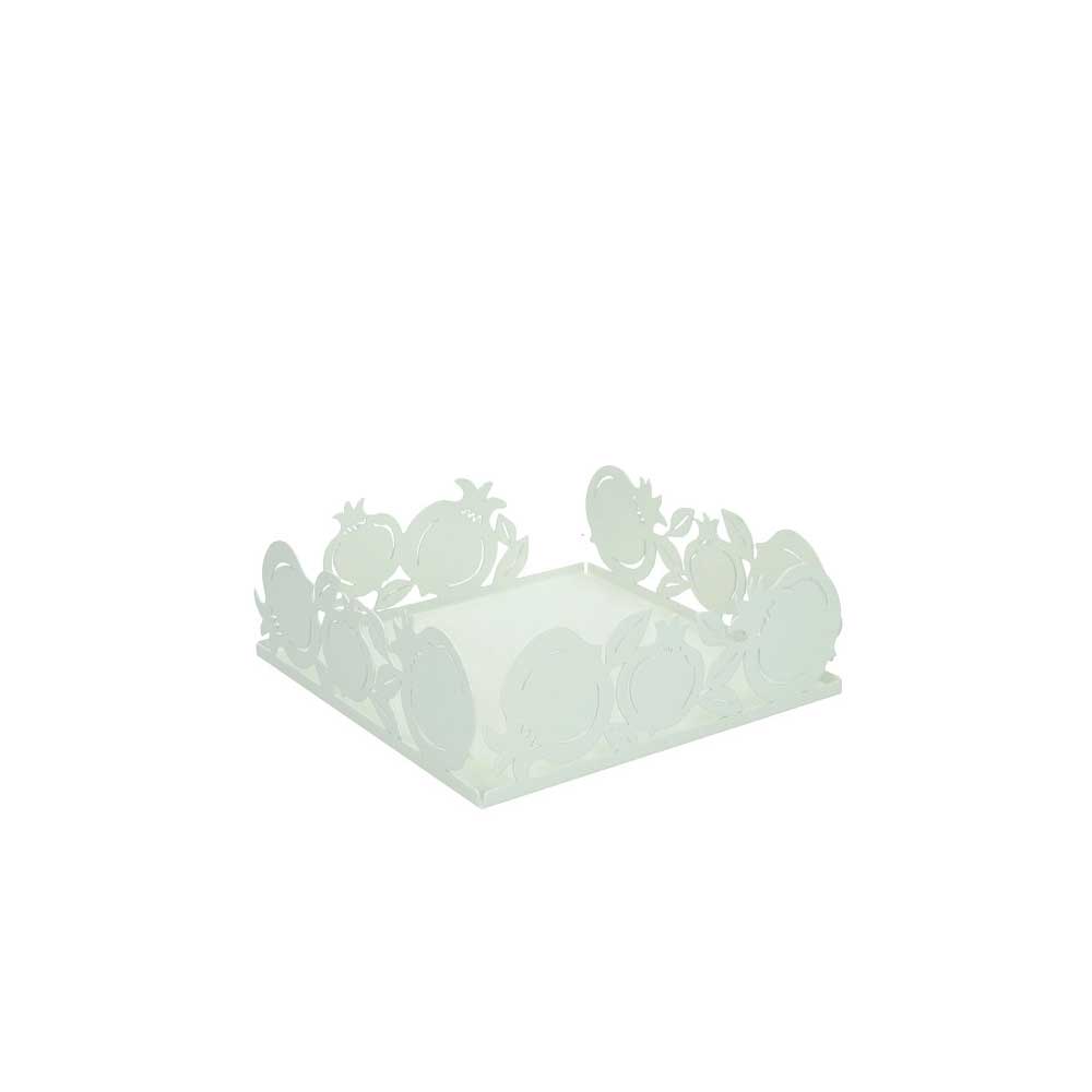 Portatovaglioli Melograno Brandani in metallo bianco opaco 17,5x17,5 cm