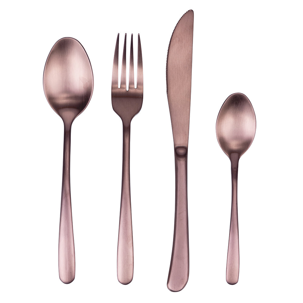 VILLA D'ESTE HOME TIVOLI Drop Set 24 Pezzi Servizio Tavola Posate Rame Copper Opaco Acciaio