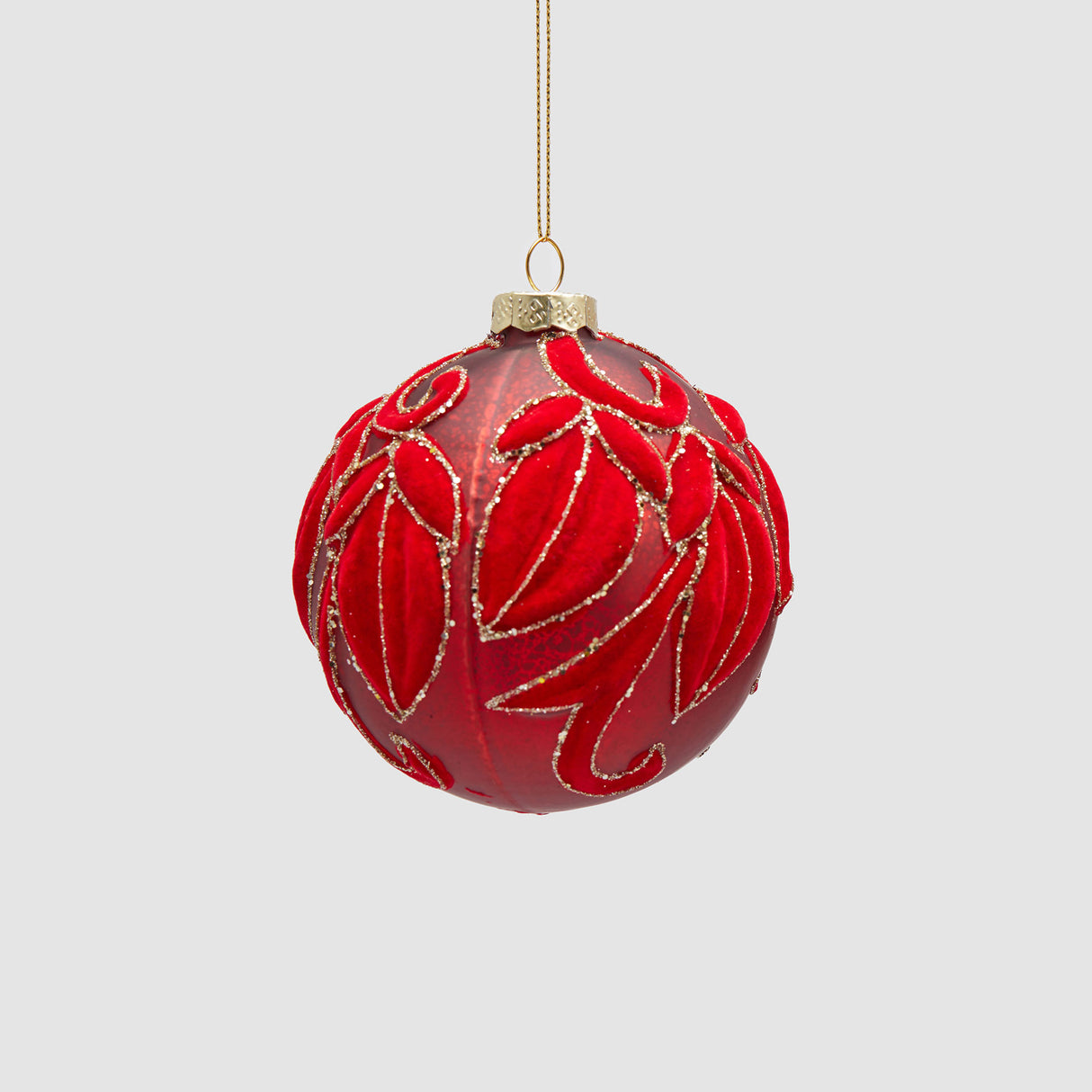 EDG Enzo De Gasperi Addobbo Pallina Sfera di Natale Velvet 10cm Rosso Vetro