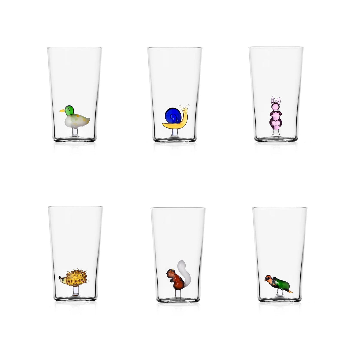 ICHENDORF Animal Farm Set 6 Pezzi Bicchieri Longdrink 13cm Vetro Borosilicato