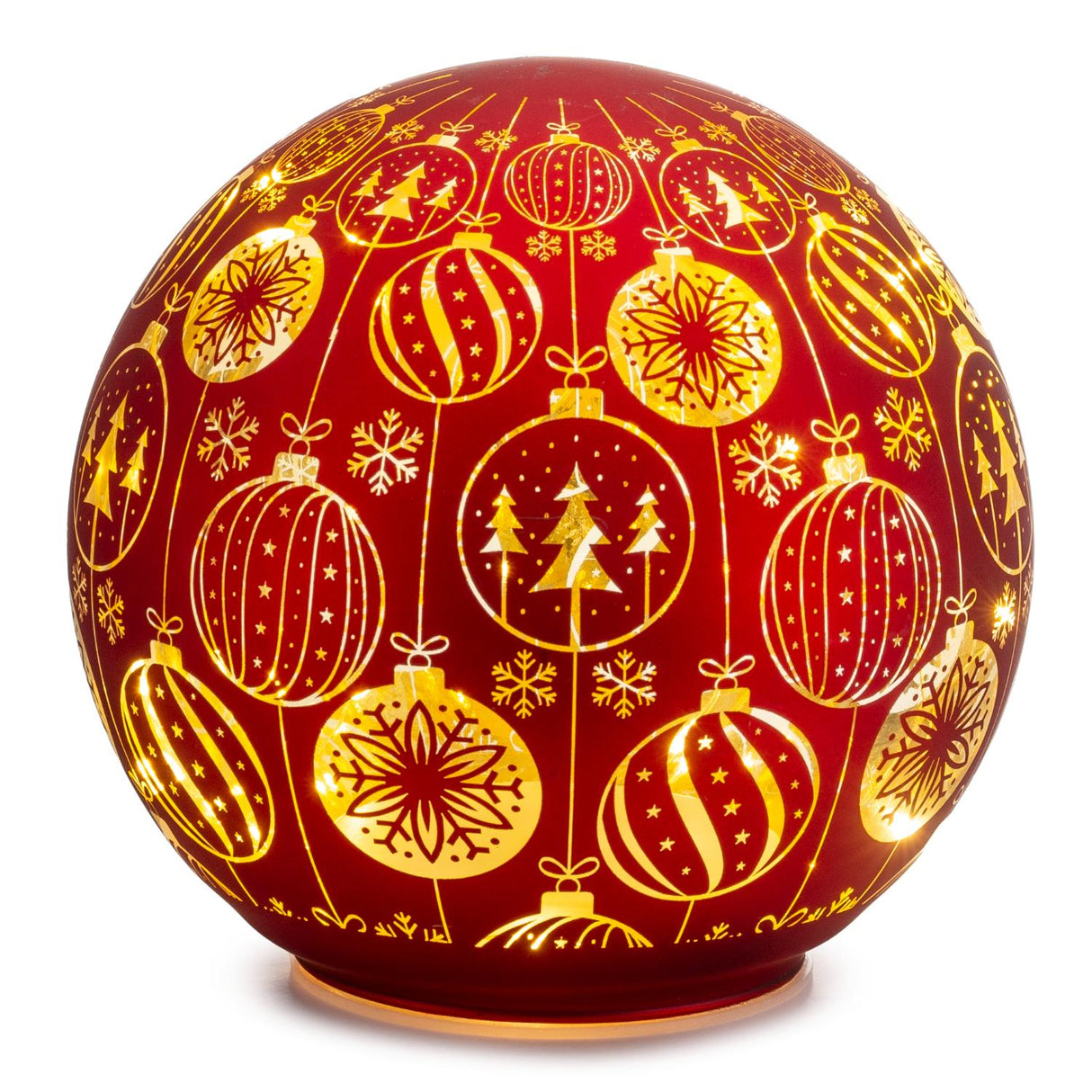 PALAIS ROYAL Palla di Natale Rossa con LED Decorazione Natalizia 15cm Vetro