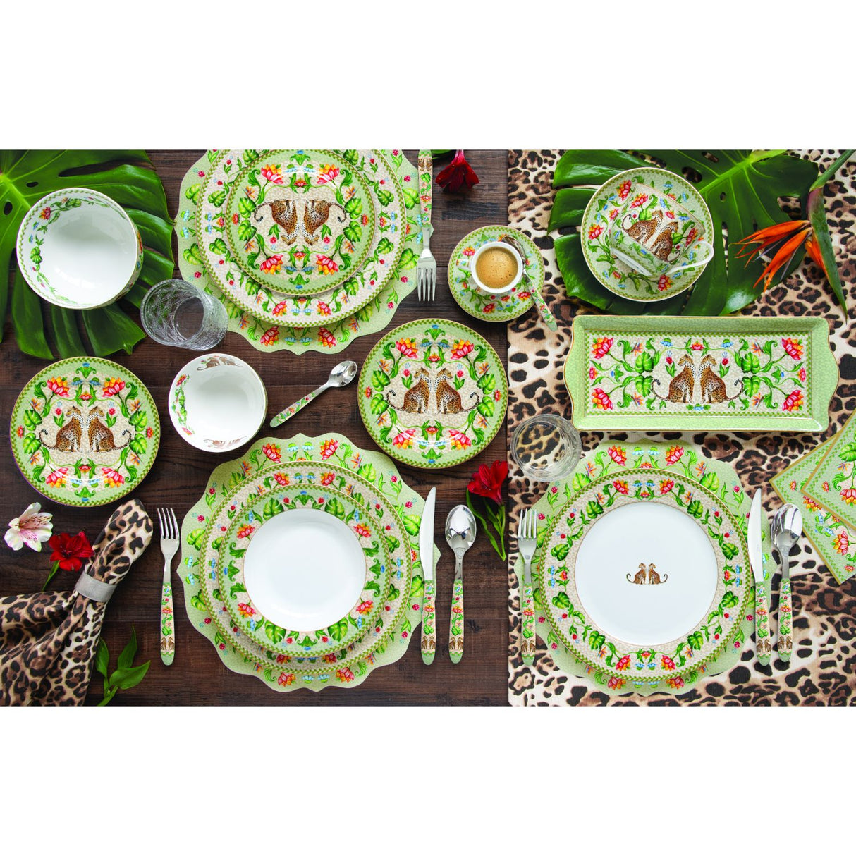 EASY LIFE Jungle Vibes Vassoio con Manici 33x22cm Melamina