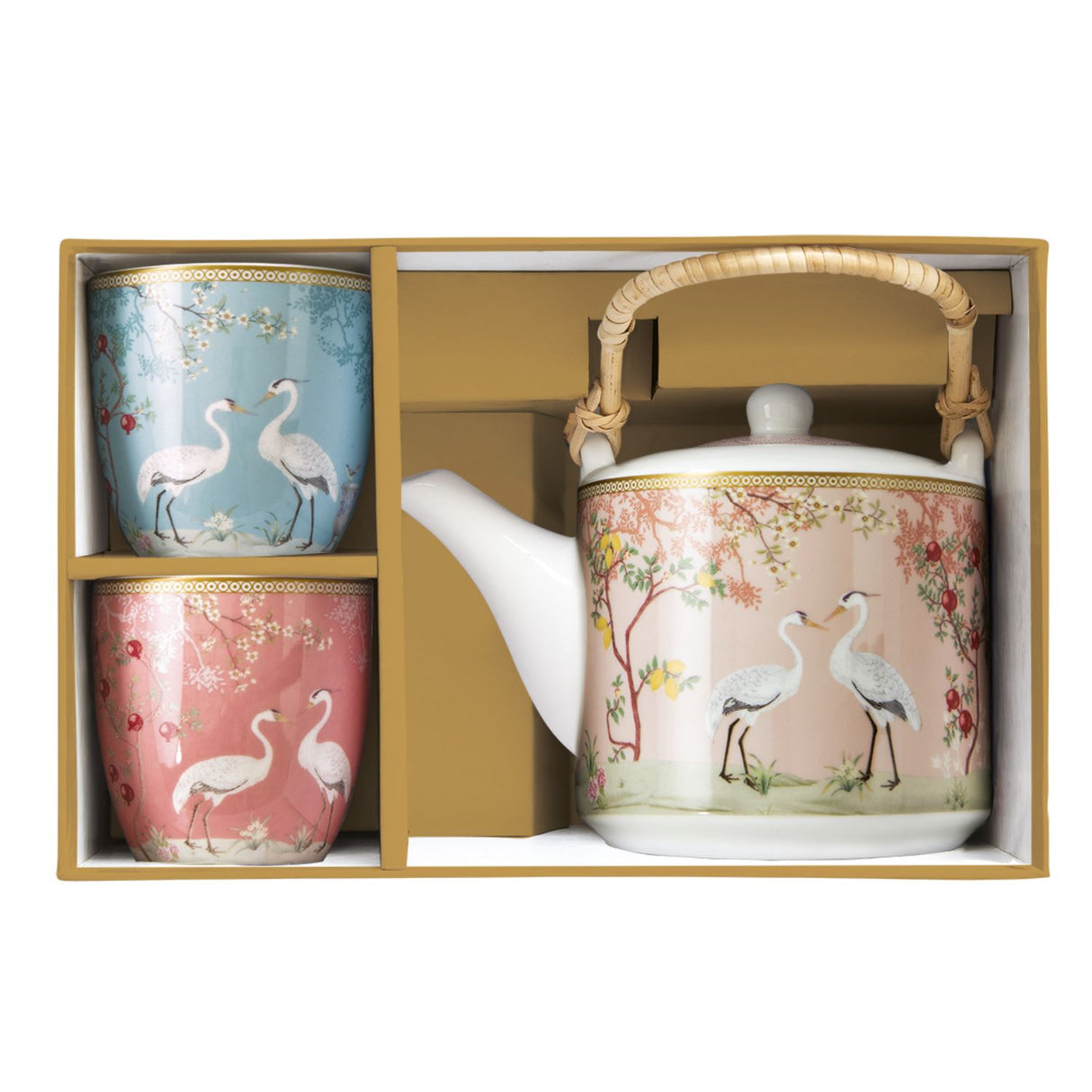 EASY LIFE Jardin De Reves Teiera 600ml con 2 Bicchierini Tazze The in Porcellana