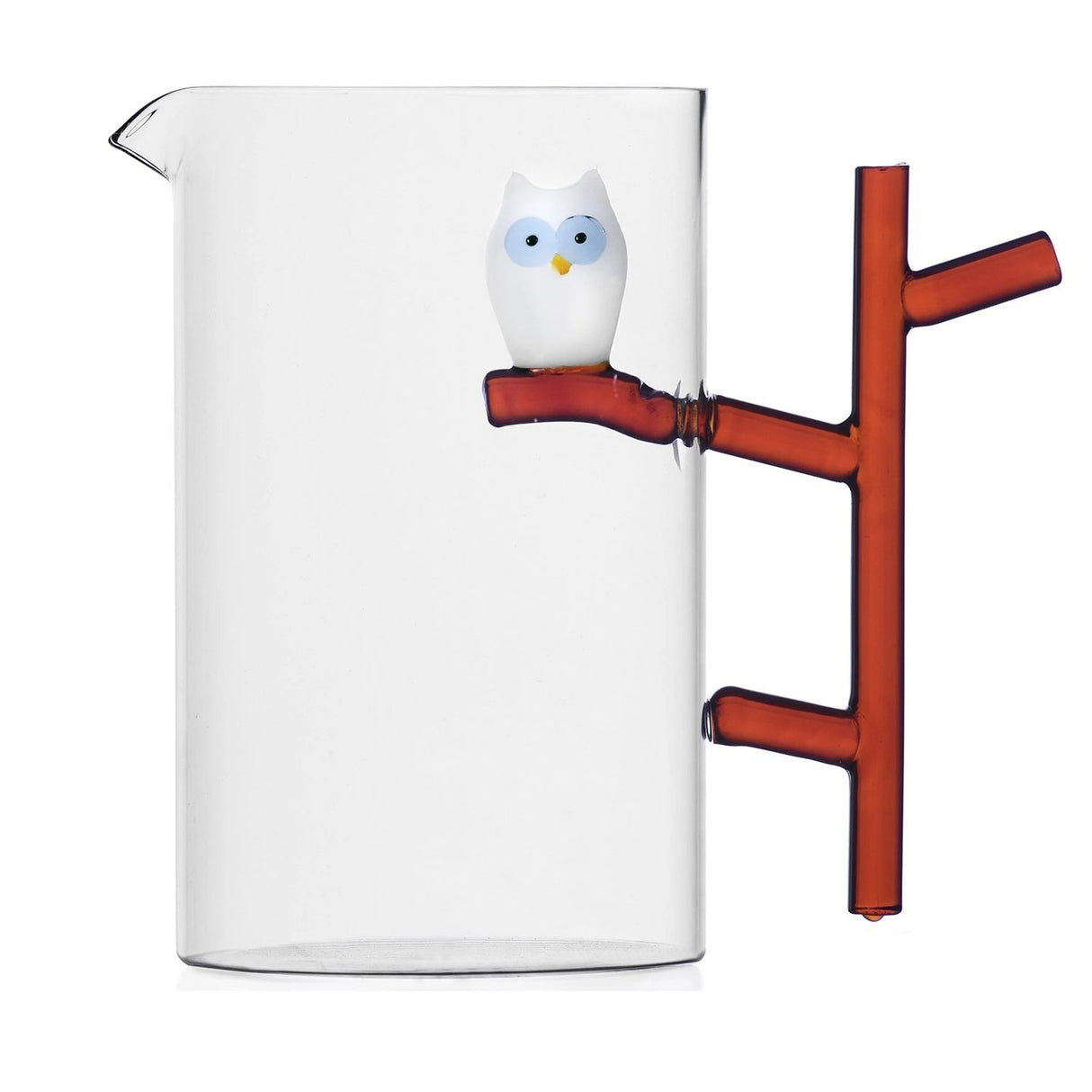 ICHENDORF Animal Farm Jug Carafe Owl Branch 1.55 lt 18cm Borosilicate Glass