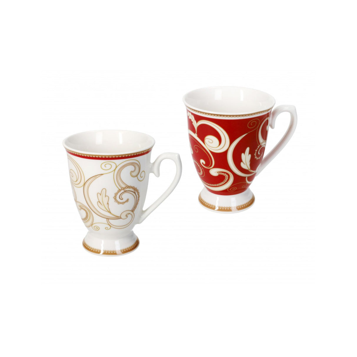 BRANDANI - Filo D'Oro Mug Set 2 Pezzi Rosso Natale Porcellana Tavola Natalizia 52708