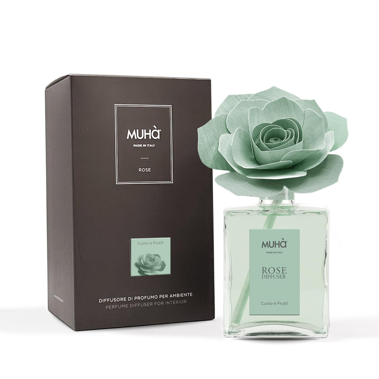 MUHA' Profumatore D'Ambiente Diffusore Rosa 200ml Cuoio e Frutti