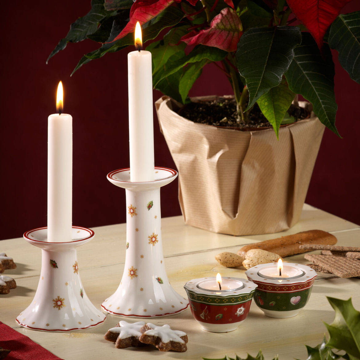 VILLEROY & BOCH Toy's Delight Portacandela Rosso 6cm Decorazione di Natale Porcellana