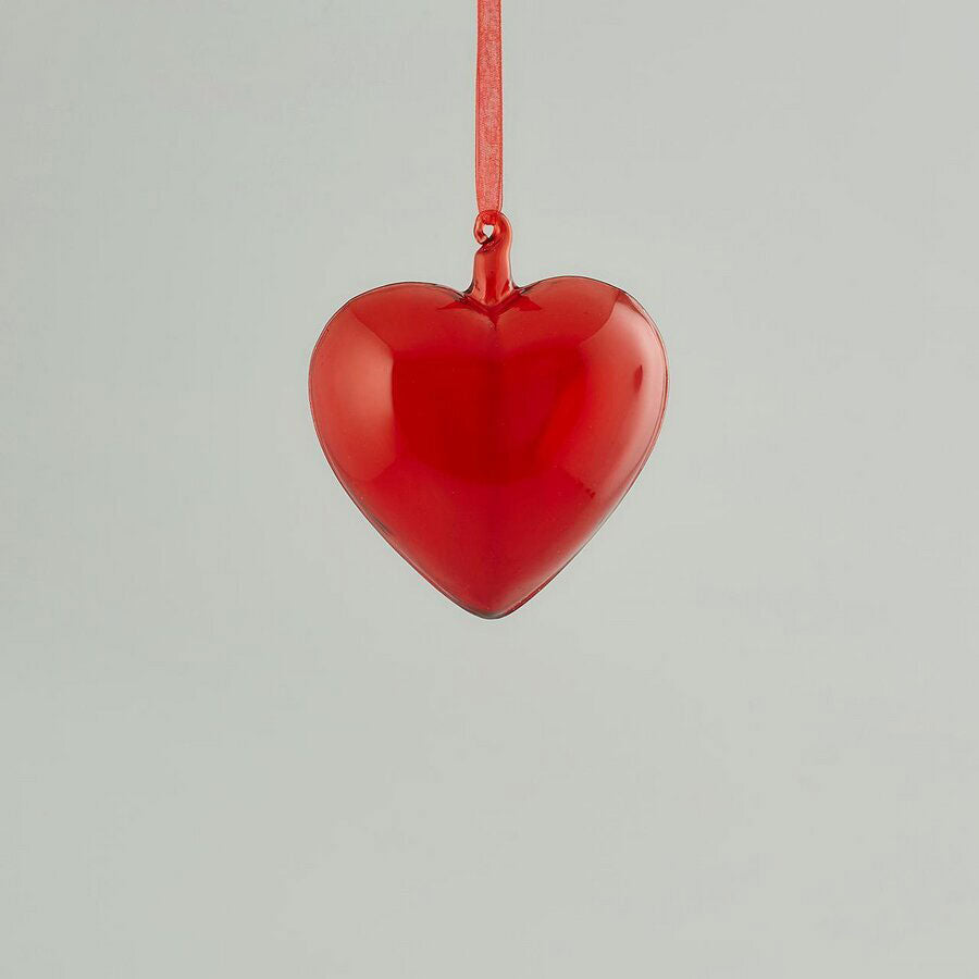 EDG Enzo De Gasperi Ornament Decoration Pendant Heart Christmas Tree 10cm Red Glass