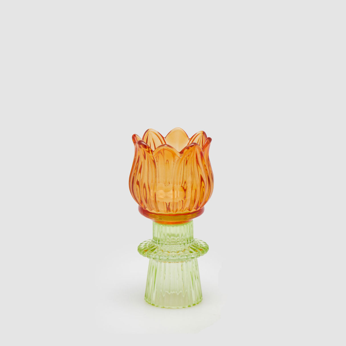 EDG Enzo De Gasperi Portacandela Tulipano Spring 14x7cm Arancio Vetro