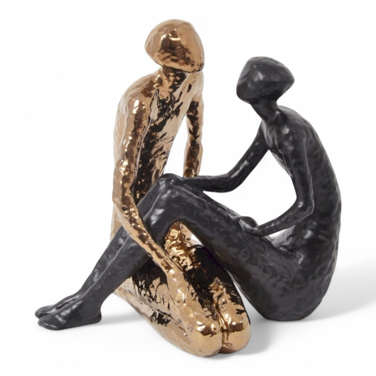 DRIMMER Komodo Statuetta Figura Stilizzata Coppia 40cm Nero Oro Ceramica