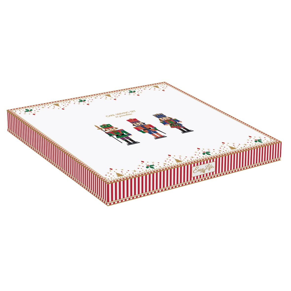 EASY LIFE Nutcracker Schiaccianoci Piatto Torta con Paletta 32cm Porcellana Tavola di Natale