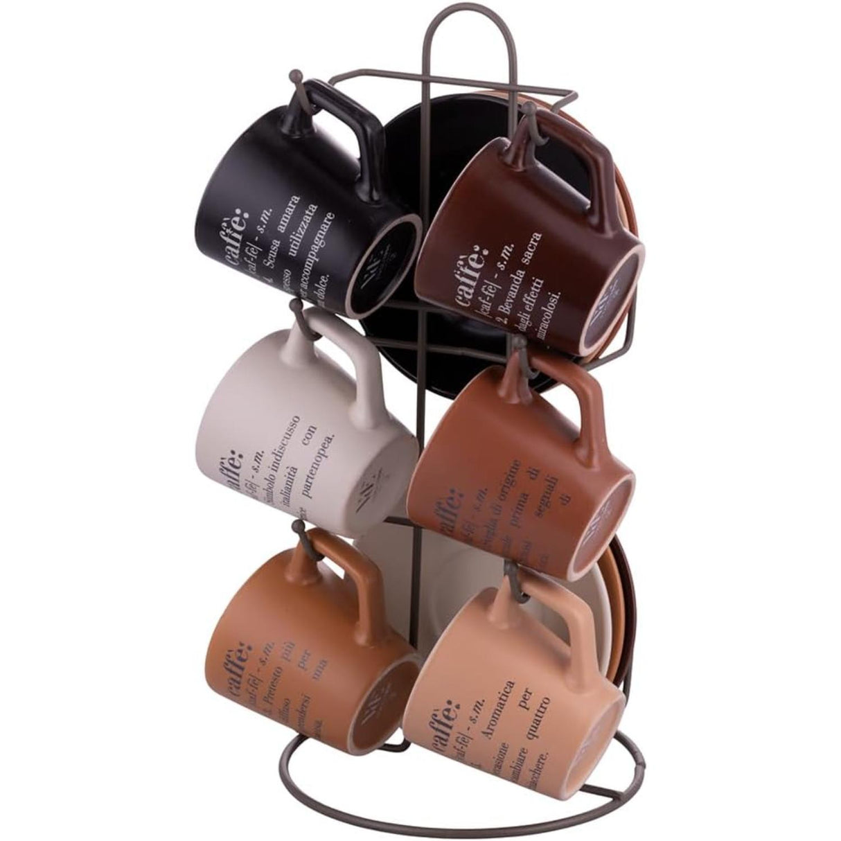 VILLA D'ESTE HOME TIVOLI Victionary Tazza Caffè con Piattino Set 6 Pezzi Chocolate Gres