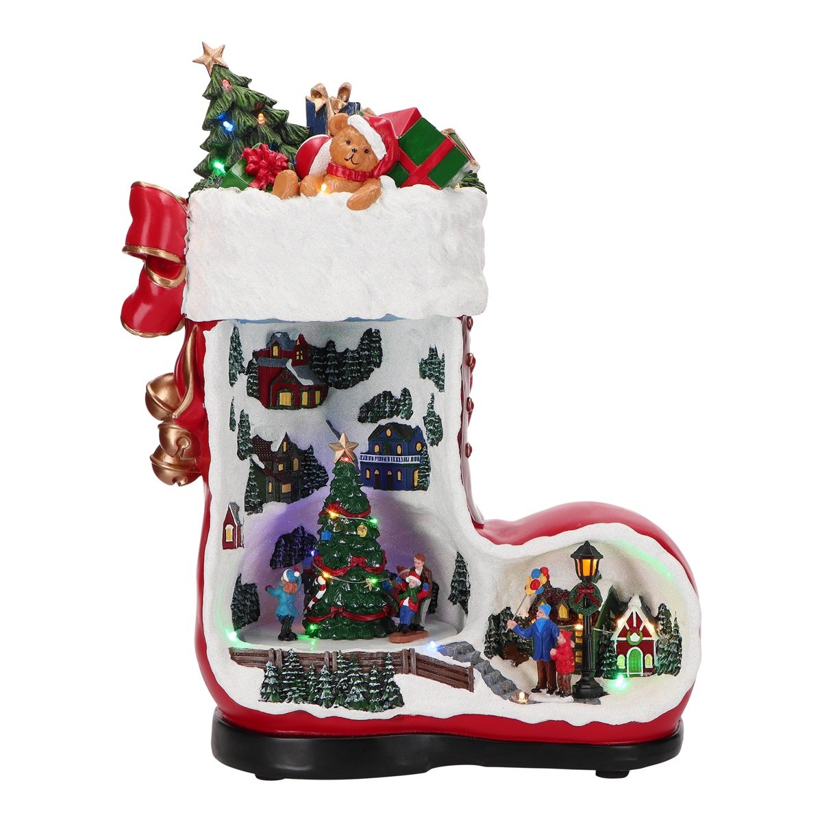 TIMSTOR Villaggio di Natale Stivale con Movimento Musica e LED 43,5cm