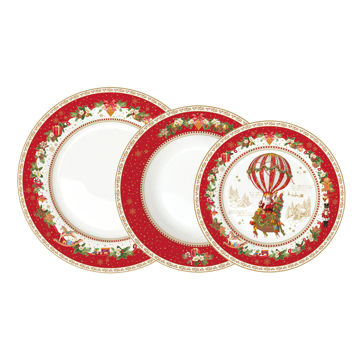 EASY LIFE Christmas Memories Servizio Tavola Piatti Set 18 Pezzi Porcellana Tavola di Natale