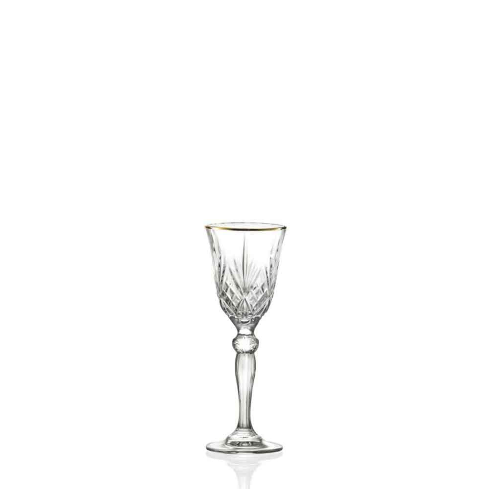 Set 6 bicchieri liquorino Brandani in vetro con bordo oro 5 cm