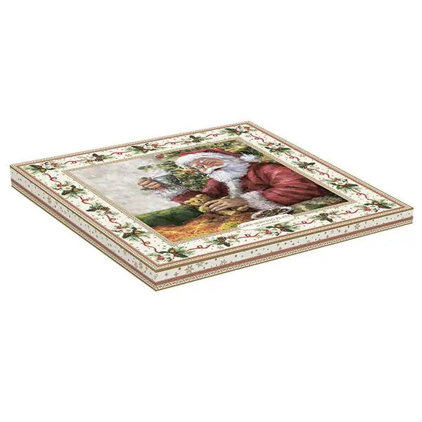 EASY LIFE Christmas Time Piatto Torta da Portata 32cm Babbo Natale con Sacco Porcellana Tavola di Natale