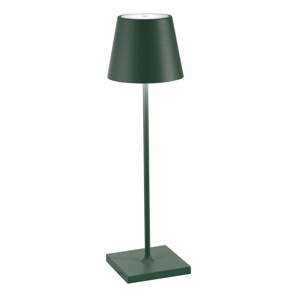 ZAFFERANO Poldina PRO Lampada da Tavolo 38cm LED Ricaricabile Senza Fili Verde Alluminio