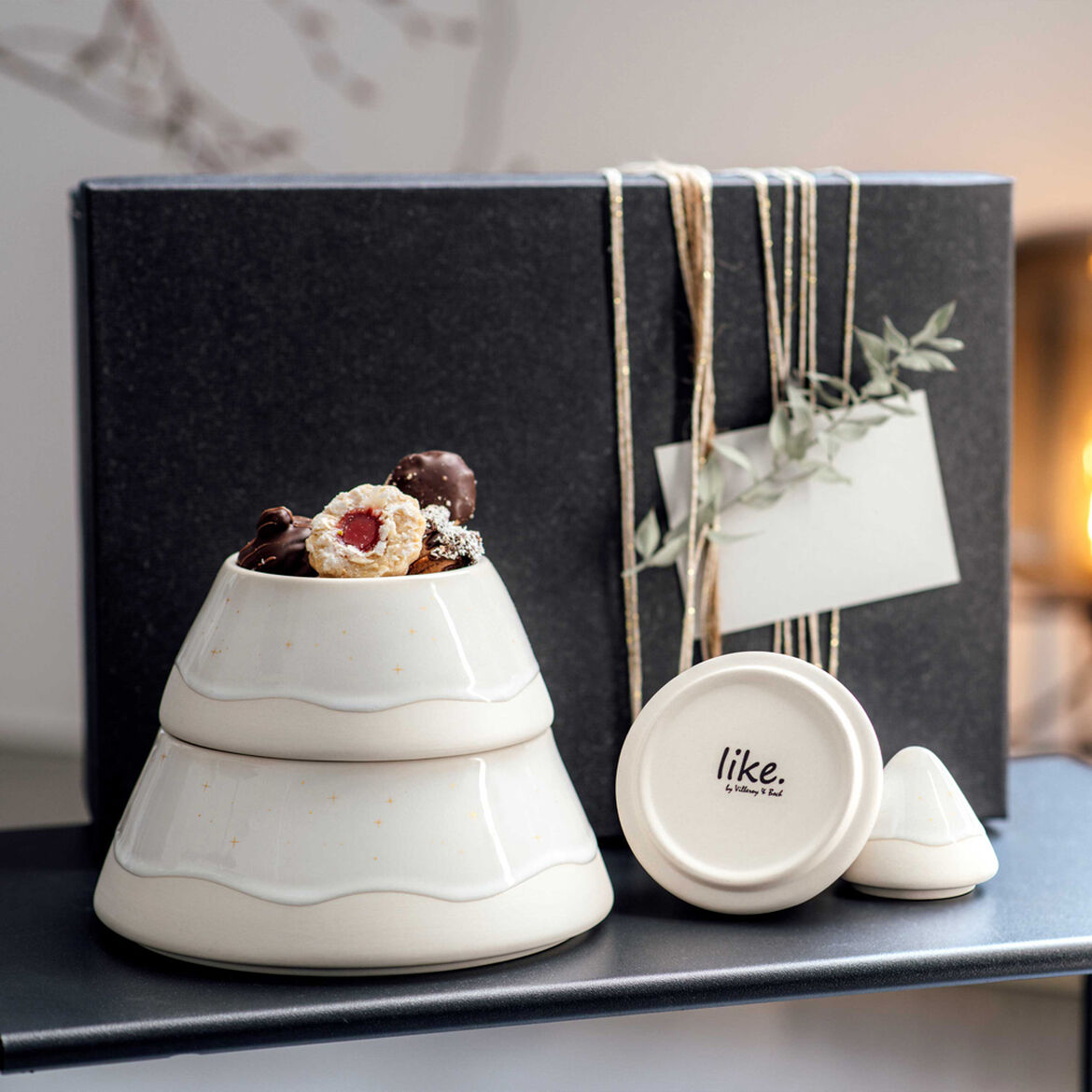 VILLEROY & BOCH Winter Glow Scatola Biscottiera Albero 18cm Porcellana