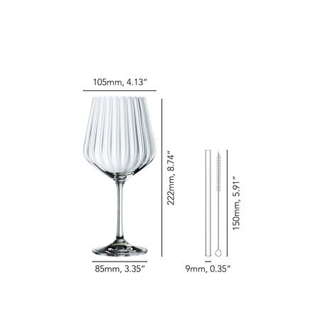 NACHTMANN Set 4 Calici Bicchieri Gin & Tonic Cristallo 640ml con 4 Cannucce in Vetro