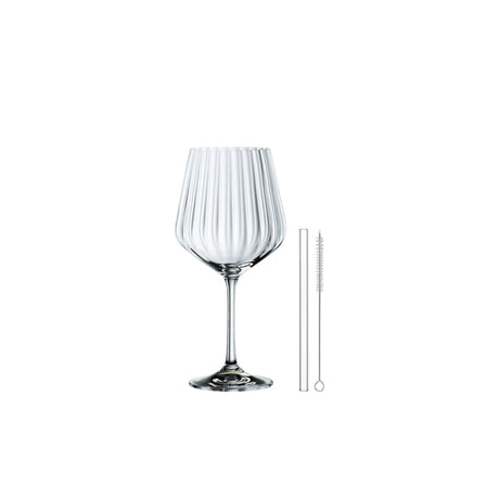 NACHTMANN Set 4 Calici Bicchieri Gin & Tonic Cristallo 640ml con 4 Cannucce in Vetro