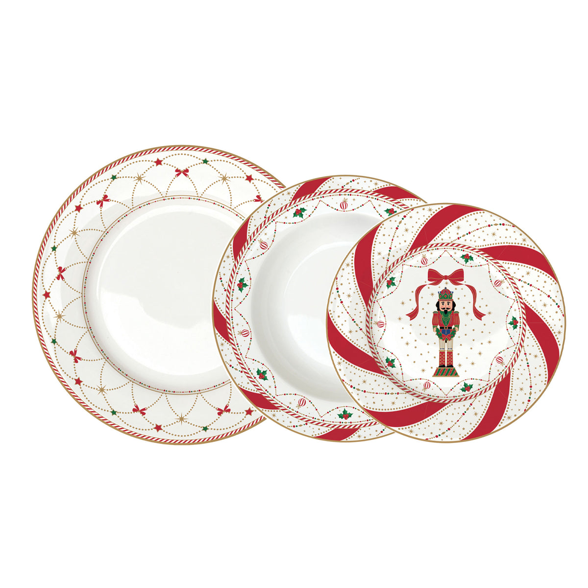EASY LIFE Nutcracker Twist Schiaccianoci Servizio Tavola Piatti Set 18 Pezzi Porcellana Tavola di Natale