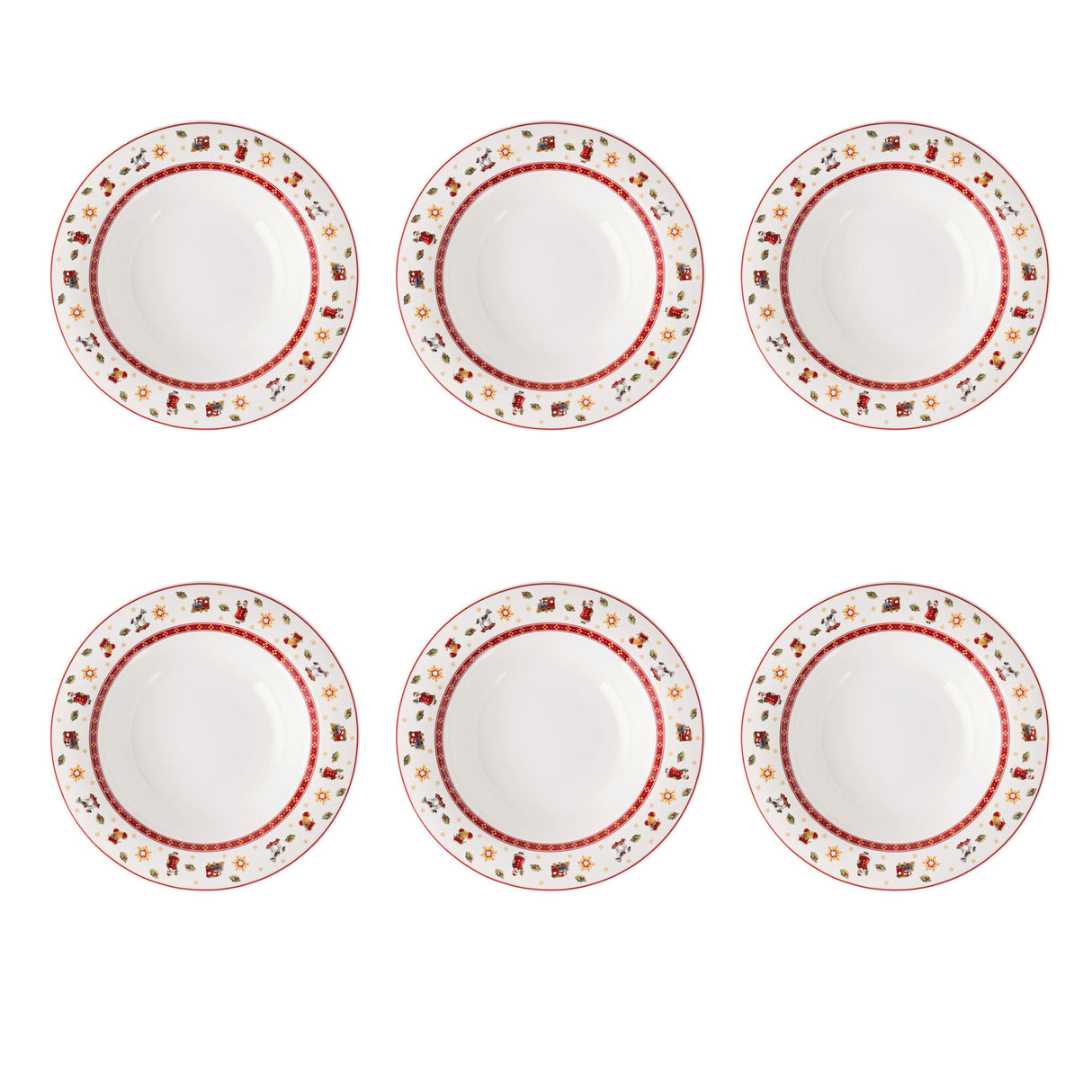 VILLEROY & BOCH Toy's Delight Specials Piatto Fondo Set 6 Pezzi Bianco Rotondo 23cm Tavola Natale