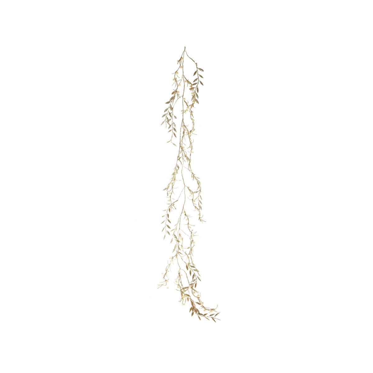BIANCHI DINO Gold Butcher's Broom Garland Pearl Decoration Decoration 158cm Christmas