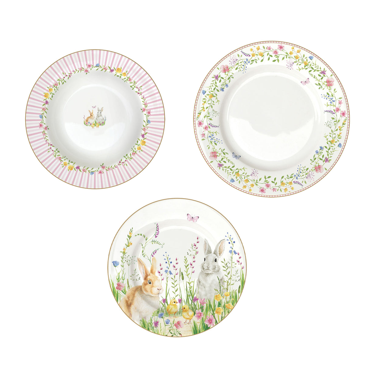 EASY LIFE Happy Easter Servizio Tavola Piatti Set 18 Pezzi Porcellana Tavola di Pasqua