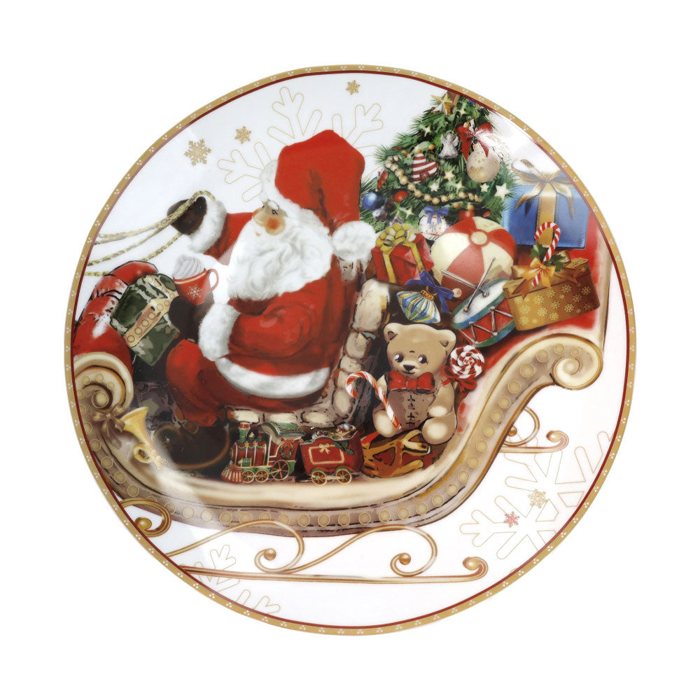 BRANDANI Christmas Piatto da Portata Coupe 30cm Porcellana Tavola di Natale