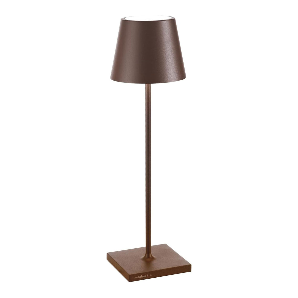 ZAFFERANO Poldina PRO Lampada da Tavolo 38cm LED Ricaricabile Senza Fili Corten Alluminio
