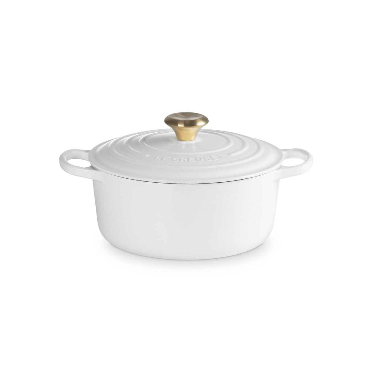 LE CREUSET Cocotte Rotonda Evolution 24cm Bianco Pomello Oro Ghisa Vetrificata