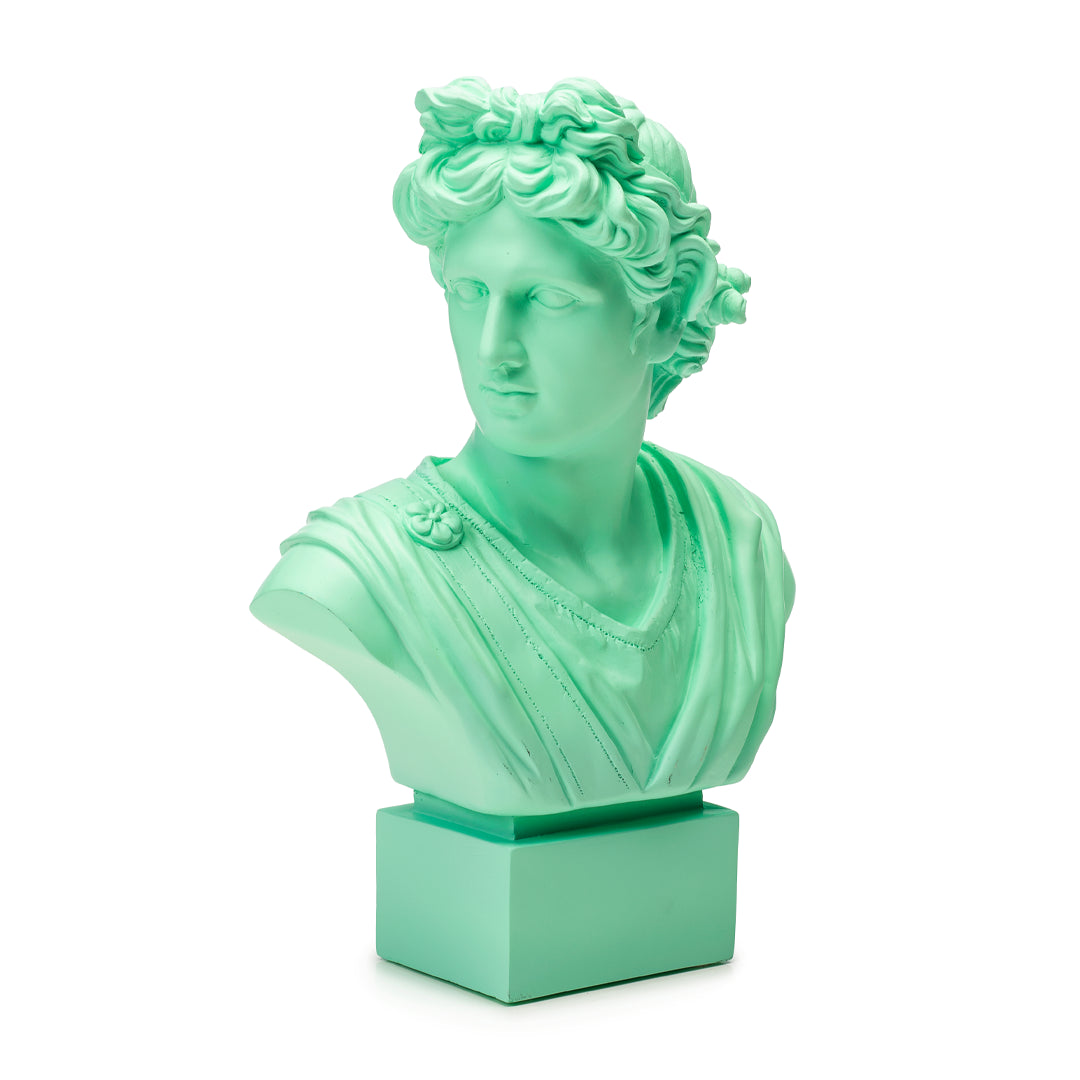 PALAIS ROYAL Busto Scultura Figura Apollo Verde Acqua 35cm Resina