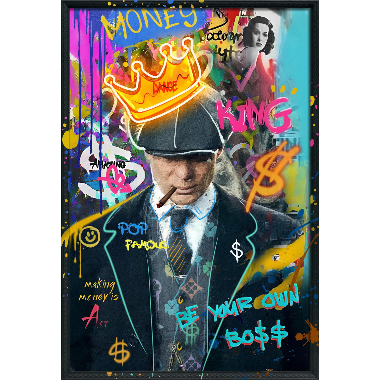 PALAIS ROYAL Quadro Dipinto a Mano su Tela con LED King Peaky Blinders 80x120cm