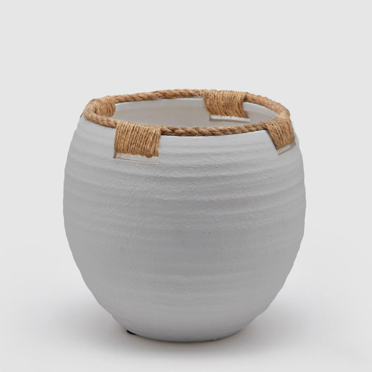 EDG Enzo De Gasperi Vaso Terracotta con Corde 24x26cm Bianco Ceramica