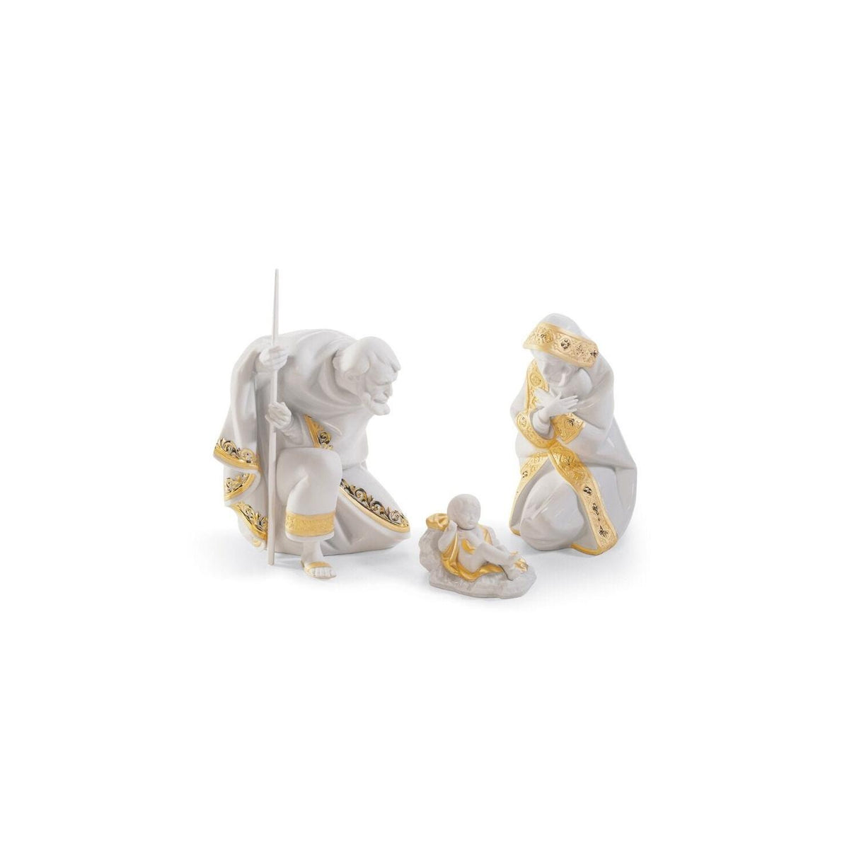 LLADRO' Figurina Natività Bianco Natale Lustro Oro 22x44cm Porcellana