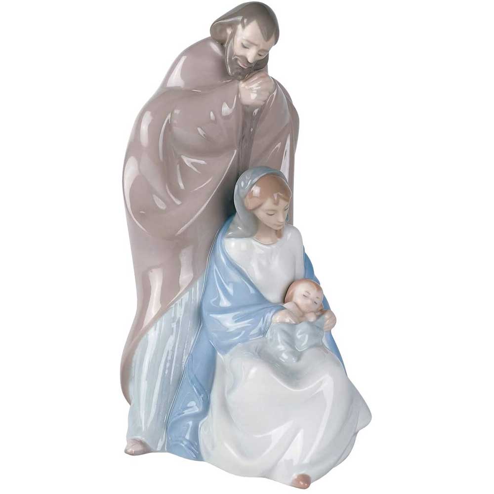 NAO Figura Statuina Natività È Nato un Bambino 26x21cm Porcellana Decorazione Natalizia