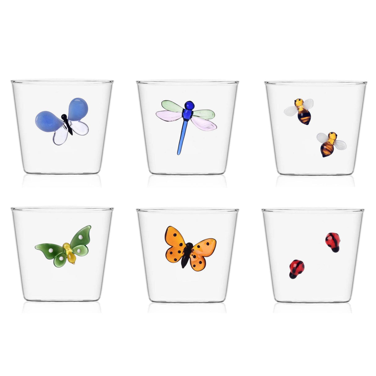 Set 6 bicchieri Garden Picnic Ichendorf in vetro borosilicato decorato