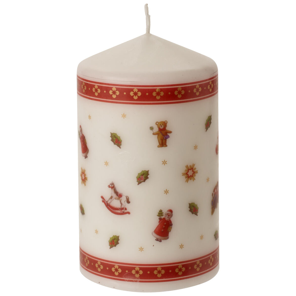Candela natalizia Villeroy & Boch in cera con decori festivi 7x12 cm