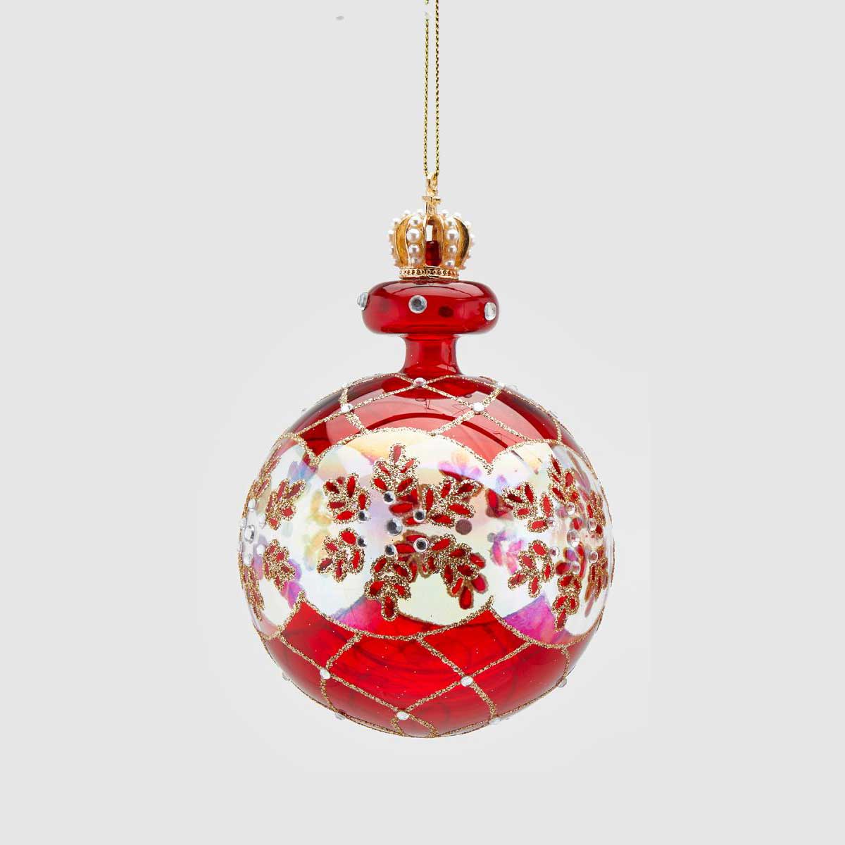 Sfera di Natale EDG in vetro decorazione rosso oro 13 cm