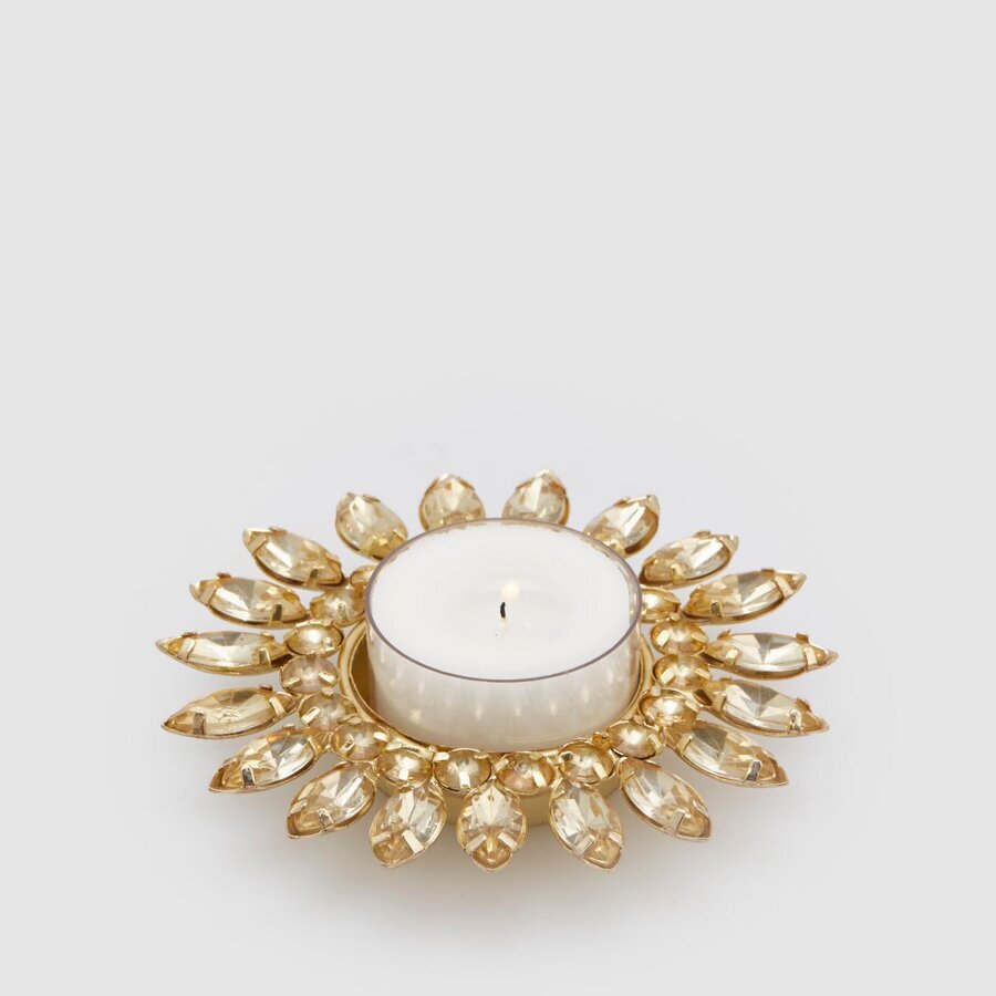 EDG Enzo De Gasperi Porta Candela Diamanti con Gemme 18x10cm Oro