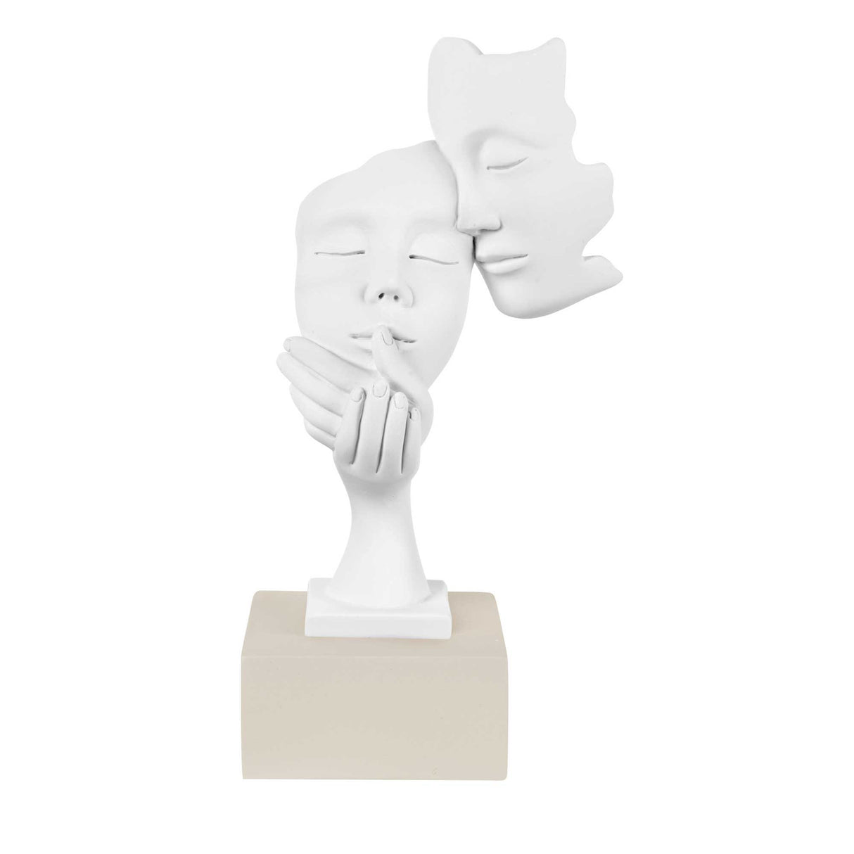 BONGELLI PREZIOSI Scultura da Tavolo Moderna Volti in Marmorino Base Nocciola 20cm