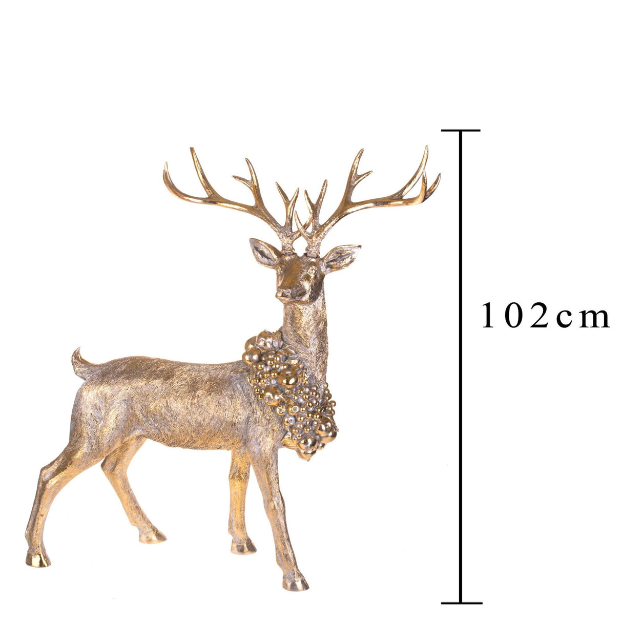BIANCHI DINO Large Reindeer Standing Figure in Polyresin 102cm Gold Christmas Decoration