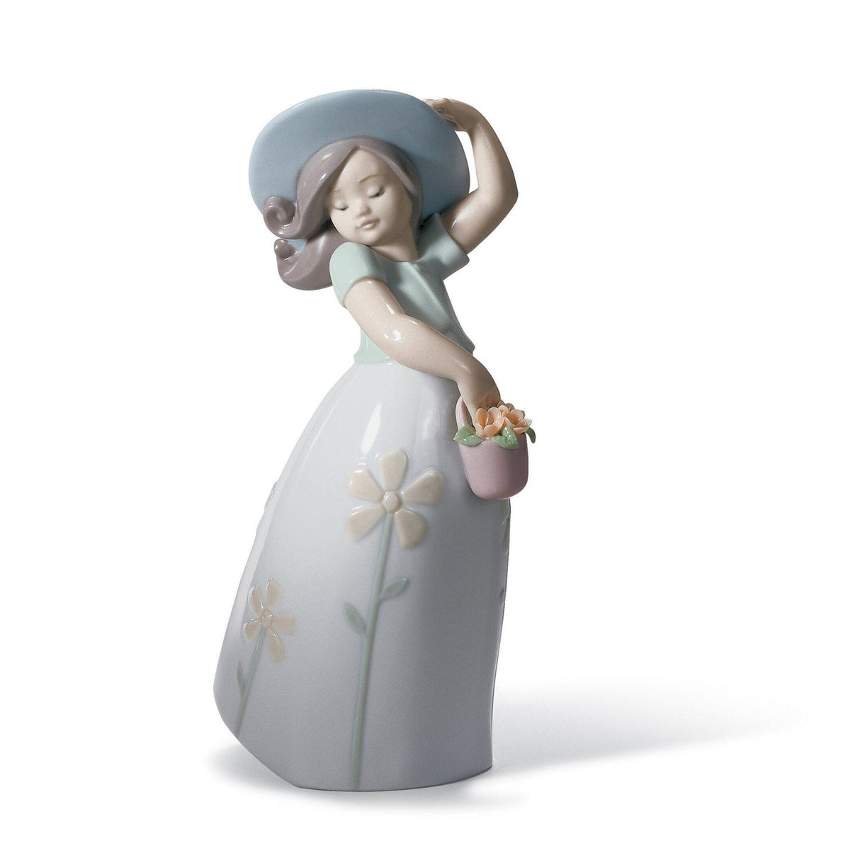 Statuina Bimba con Margherita Lladrò in porcellana lucida 18x10 cm