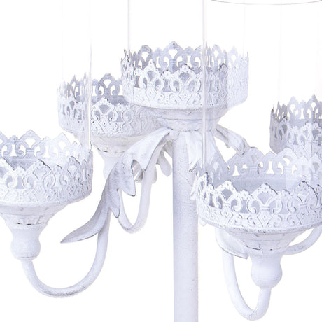 BIANCHI DINO Candeliere Candelabro in Metallo 5 Punte 72,5cm Bianco
