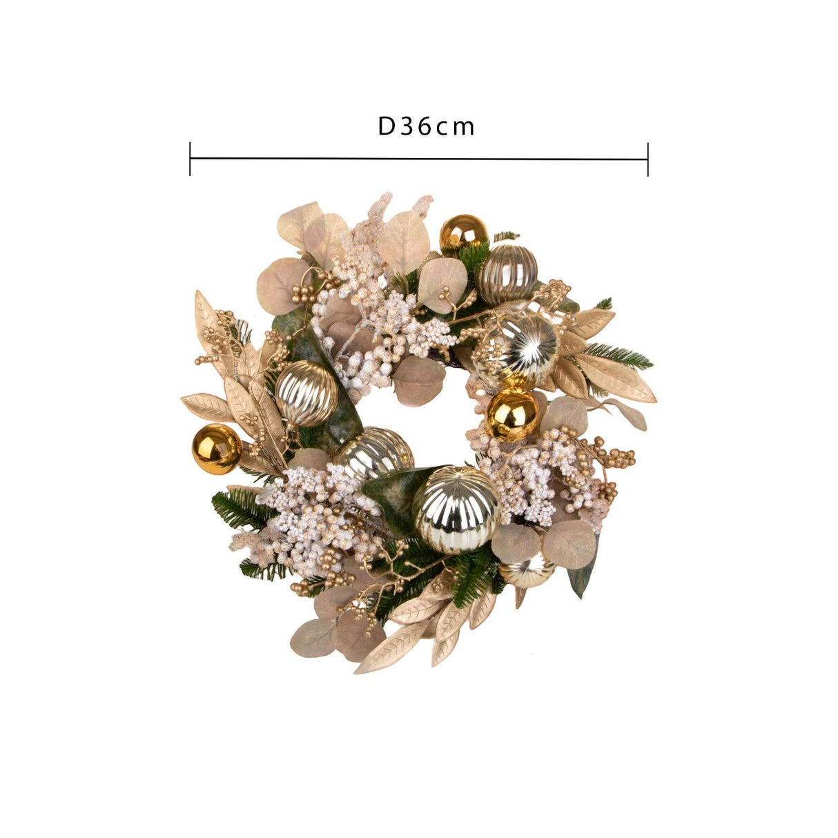 BIANCHI DINO Corona Ghirlanda con Sfere Oro Sintetica 36cm