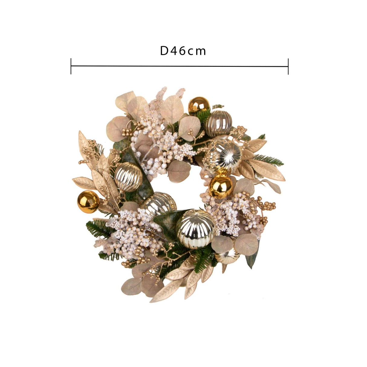 BIANCHI DINO Corona Ghirlanda con Sfere Oro Sintetica 46cm