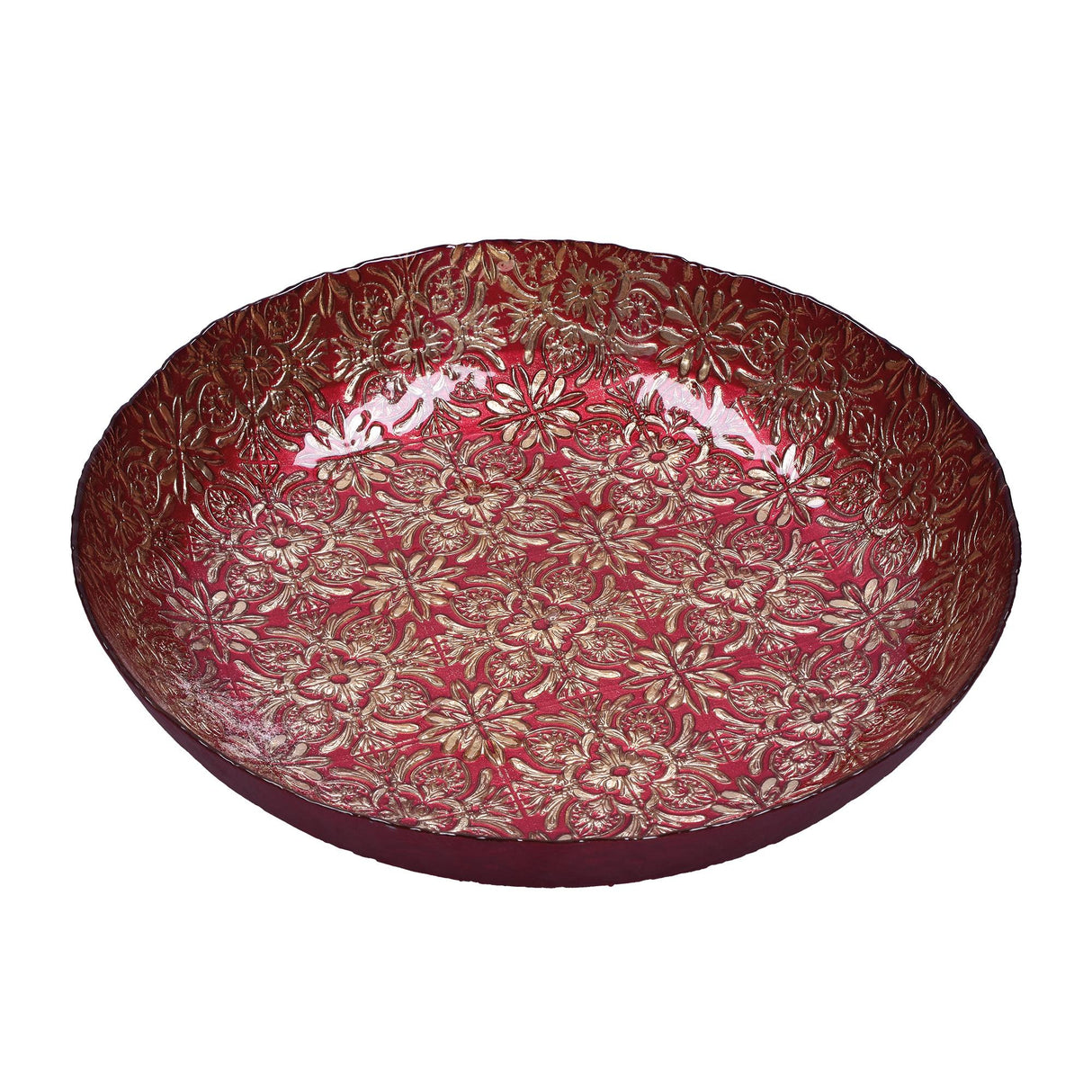 DOMESTIC RITUALS - Beatrice Centerpiece Red Gold Glass Bowl 40cm